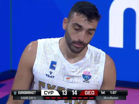 男篮欧洲杯：塞浦路斯vs格鲁吉亚第1节英文原声回放