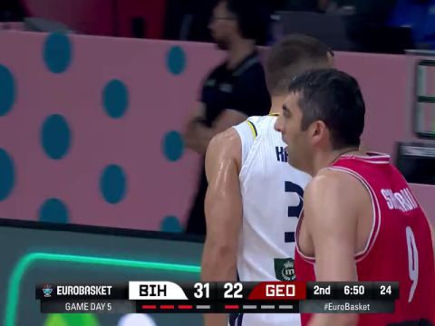 男篮欧洲杯：波斯尼亚和黑塞哥维那vs格鲁吉亚第2节中文解说回放