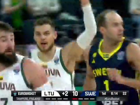男篮欧洲杯：立陶宛vs瑞典第1节英文原声回放