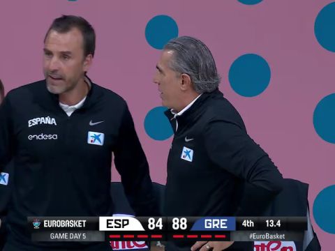 男篮欧洲杯：西班牙vs希腊第4节英文原声回放