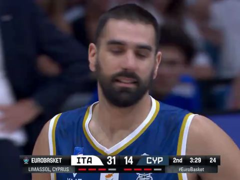 男篮欧洲杯：意大利vs塞浦路斯第2节中文解说回放