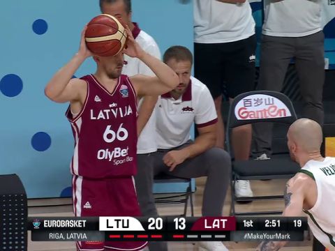 男篮欧洲杯16强赛：立陶宛vs拉脱维亚第1节中文解说回放