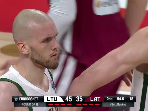 男篮欧洲杯16强赛：立陶宛vs拉脱维亚第2节中文解说回放
