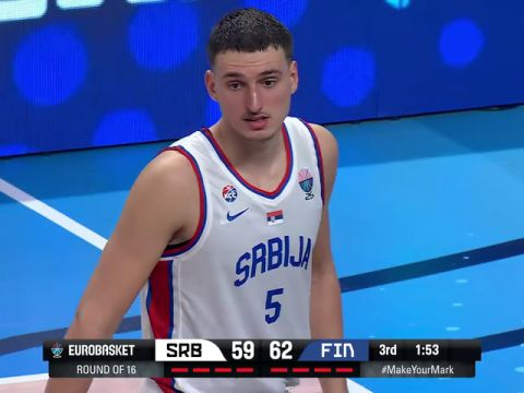 男篮欧洲杯16强赛：塞尔维亚vs芬兰第3节英文原声回放