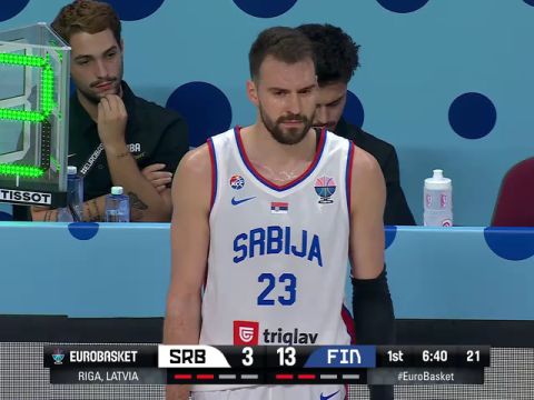 男篮欧洲杯16强赛：塞尔维亚vs芬兰第1节中文解说回放