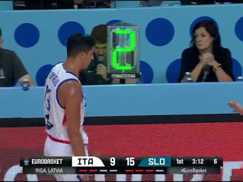 男篮欧洲杯16强赛：意大利vs斯洛文尼亚第1节英文原声回放