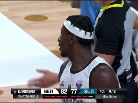 男篮欧洲杯1/4决赛：德国vs斯洛文尼亚第4节英文原声回放
