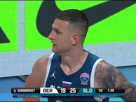 男篮欧洲杯1/4决赛：德国vs斯洛文尼亚英文原声全场回放