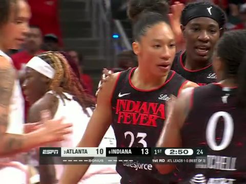 WNBA季后赛：亚特兰大梦想vs印第安纳狂热第1节中文解说回放