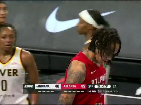 WNBA季后赛：印第安纳狂热vs亚特兰大梦想第2节英文原声回放