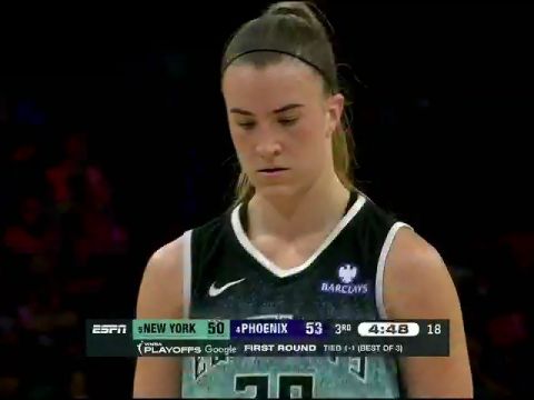 WNBA季后赛：纽约自由人vs菲尼克斯水星第3节中文解说回放