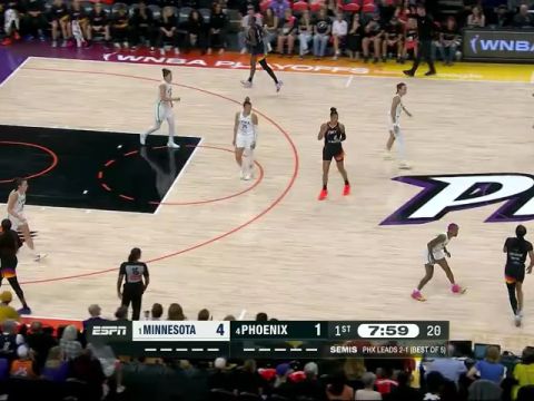 WNBA季后赛：明尼苏达山猫vs菲尼克斯水星第1节英文原声回放