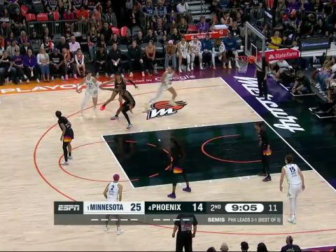 WNBA季后赛：明尼苏达山猫vs菲尼克斯水星第2节中文解说回放