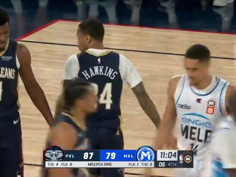 NBA季前赛：墨尔本联vs鹈鹕第4节英文原声回放