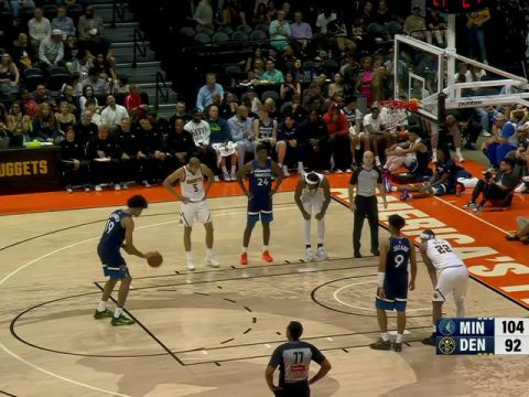 NBA季前赛：森林狼vs掘金第4节中文解说回放