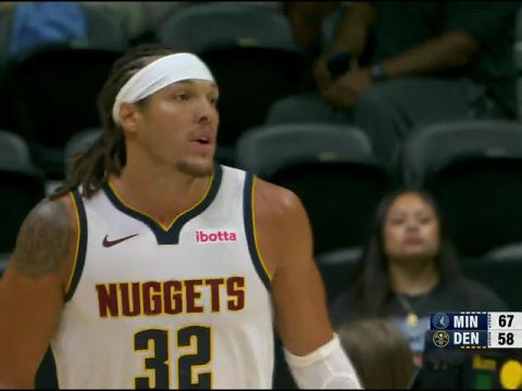 NBA季前赛：森林狼vs掘金第2节英文原声回放