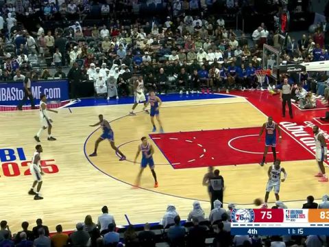 NBA季前赛：尼克斯vs76人第4节英文原声回放