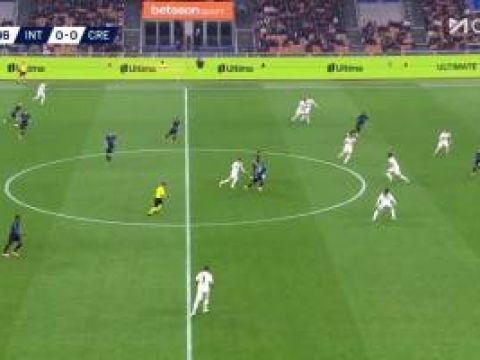 [进球视频]梦幻开局！巴雷拉抢断博尼送传中，劳塔罗轻松包抄破门