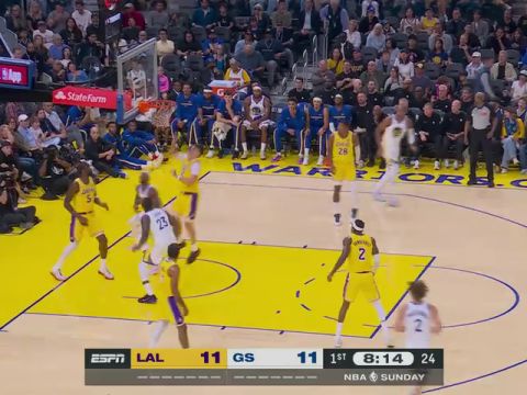 NBA季前赛：湖人vs勇士英文原声全场回放