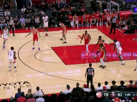 NBA季前赛：老鹰vs火箭第3节英文原声回放