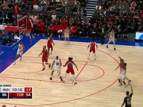 NBA季前赛：掘金vs猛龙第4节英文原声回放