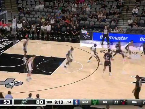 NBA季前赛：广州龙狮vs马刺第3节英文原声回放