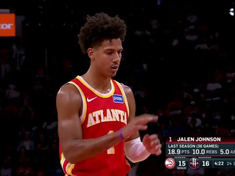 NBA季前赛：老鹰vs火箭第1节英文原声回放