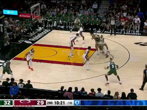 NBA季前赛：雄鹿vs热火第2节英文原声回放