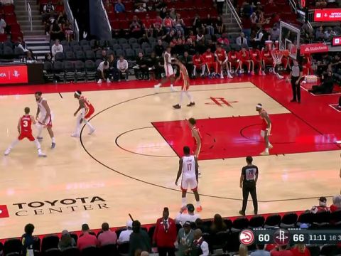 NBA季前赛：老鹰vs火箭英文原声全场回放