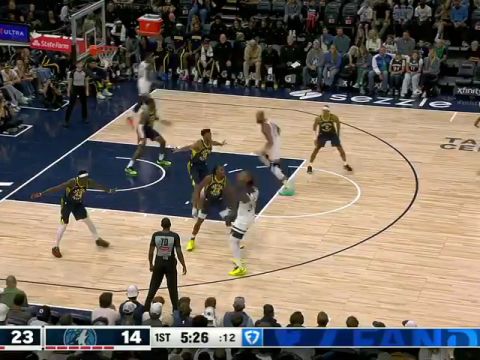 NBA季前赛：步行者vs森林狼第1节英文原声回放