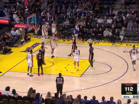 NBA季前赛：开拓者vs勇士第4节英文原声回放