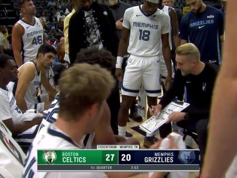 NBA季前赛：凯尔特人vs灰熊第1节中文解说回放