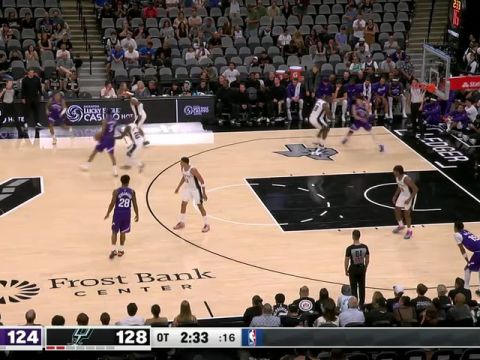 NBA季前赛：爵士vs马刺加时赛英文原声回放