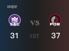 开拓者首节领先国王，霍乐迪得到10分，拉文得到8分