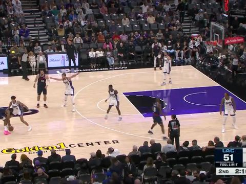 NBA季前赛：快船vs国王第2节中文解说回放