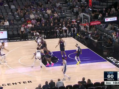 NBA季前赛：快船vs国王第3节中文解说回放