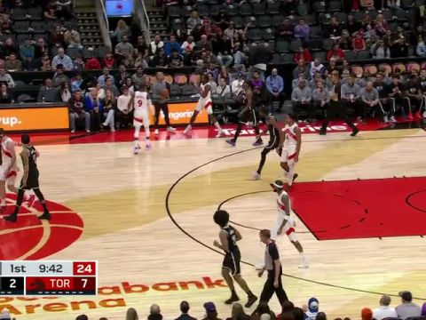 NBA季前赛：篮网vs猛龙第1节英文原声回放