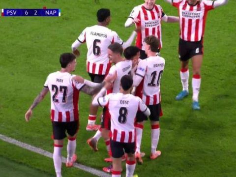 [进球视频]埃因霍温6-2那不勒斯！德里欧反击完美弧线球破门