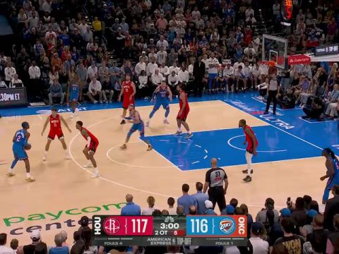 NBA常规赛：火箭vs雷霆加时赛2中文解说回放