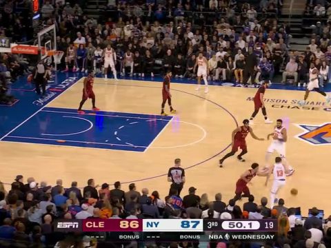 NBA常规赛：骑士vs尼克斯第3节中文解说回放