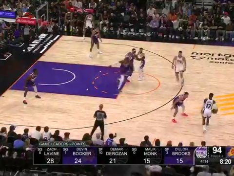 NBA常规赛：国王vs太阳第4节英文原声回放