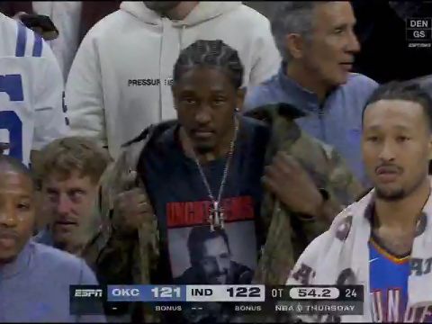 NBA常规赛：雷霆vs步行者加时1英文原声回放