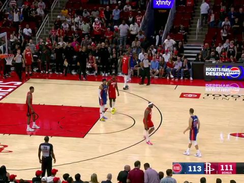 NBA常规赛：活塞vs火箭第4节英文原声回放