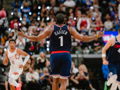 一度三分5中5！哈登三节打卡30+7+7带队狂胜 老快船上限全靠他？