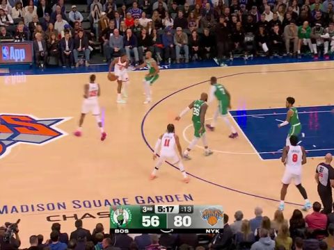 NBA常规赛：凯尔特人vs尼克斯第3节英文原声回放