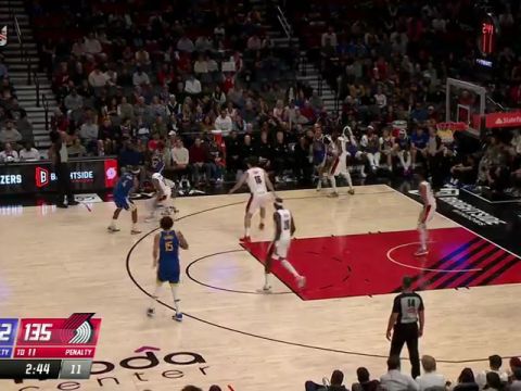 勇士vs开拓者第4节英文原声回放