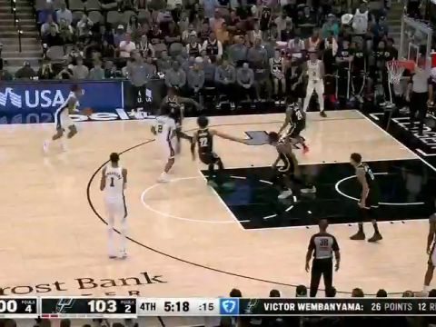 NBA常规赛：篮网vs马刺第4节英文原声回放