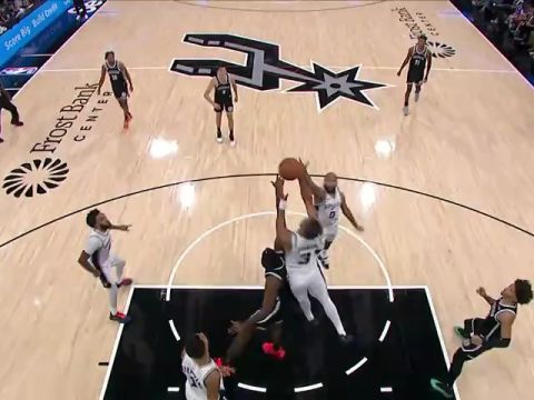 NBA常规赛：篮网vs马刺第3节中文解说回放