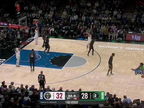 NBA常规赛：掘金vs森林狼第1节中文解说回放