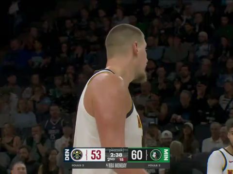 NBA常规赛：掘金vs森林狼第2节英文原声回放